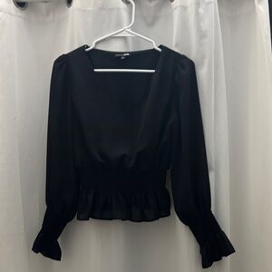 Fashion Nova Black Ruffled Blouse